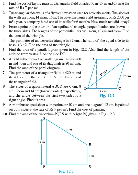 Class 9 Important Questions for Maths - Herons Formula