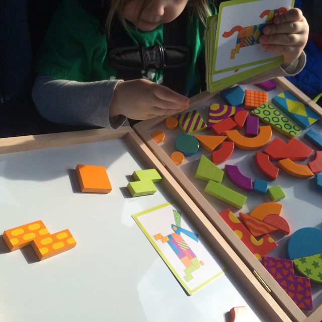Working with her Imagination Patterns (our Solstice gift to her). #winterbreak2014