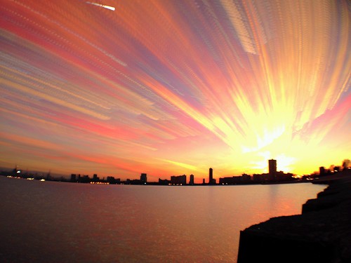 sunset sky chicago skyline clouds timelapse illinois time wideangle stack blended stacking montroseharbor stacked lapse blend merged blending iphone cloudtrails iphone5 iphoneography ilapse olloclip timestack