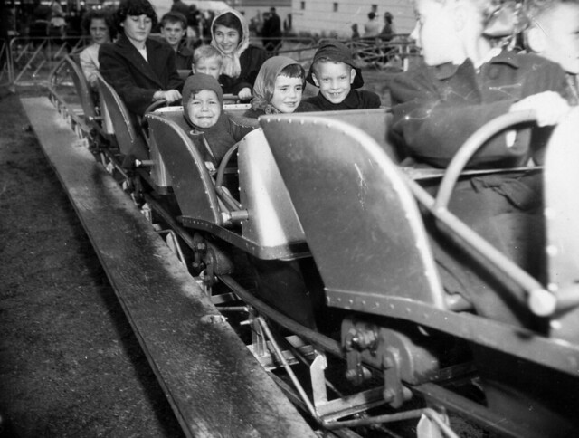 Children on rollercoaster in P.N.E. Gayway
