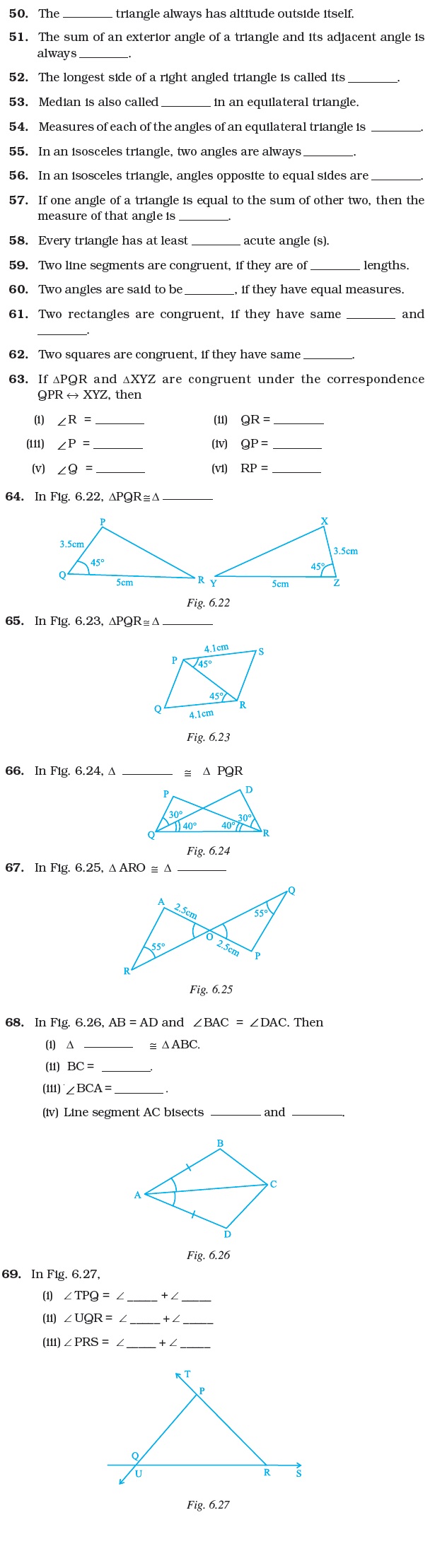 Class 7 Important Questions for Maths – Triangles