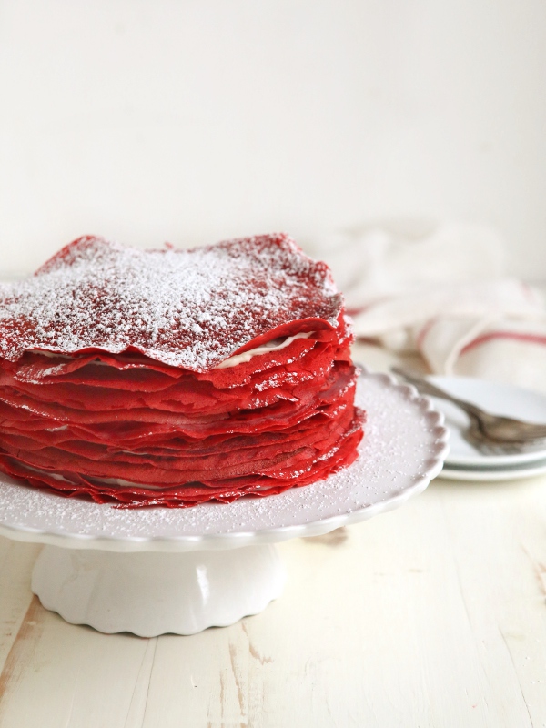 Red Velvet Crepe Cake | completelydelicious.com