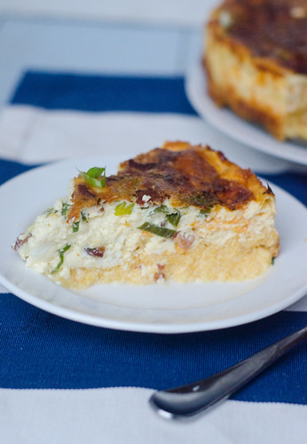 Bacon-Cheddar Quiche with a Grits Crust