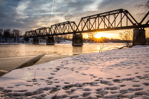 bridge sunset ohio snow canon river landscape maumeeriver providencemetropark lucascounty toledometroparks kmsmith