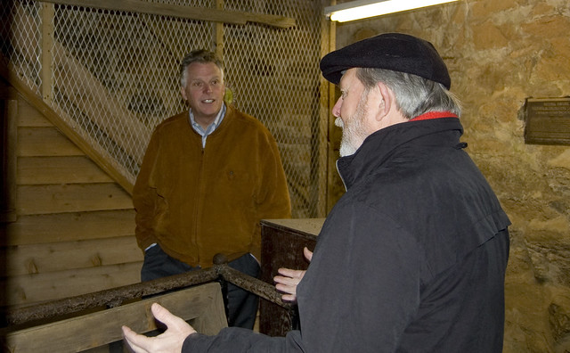 DCR Deputy Director Joe Elton explains the significance of the Shot Tower in history to Virginia Governor McAuliffe