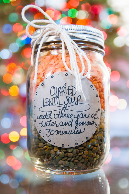 mason jar gift - curried lentil soup
