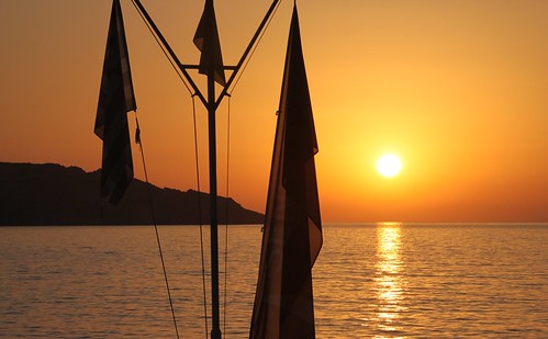 sunset silhouette greece crete elounda