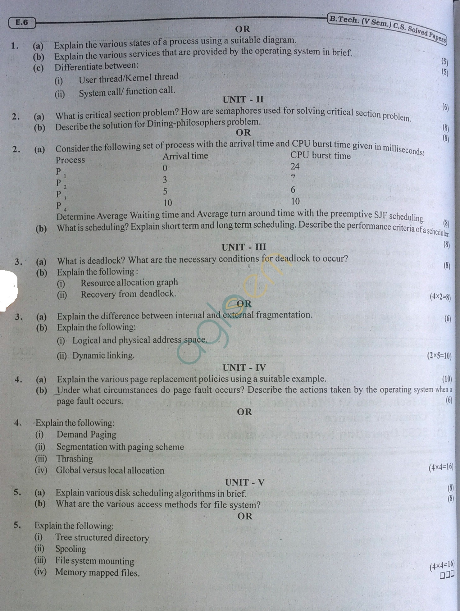 RTU: Question Papers 2013 - 5 Semester - CS - 5E3255