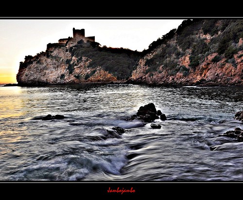 sunset sea italy panorama cliff seascape castle landscape italia tramonto mare eu tuscany toscana castello grosseto maremma scogliera castiglionedellapescaia rocchette nikond5000 jambojambo