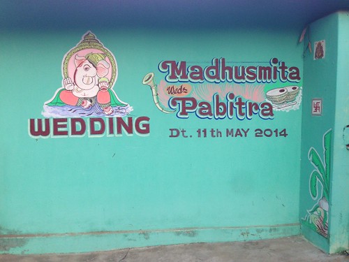 family wedding india house sign wall rural couple painted culture marriage advertisement moblogging tradition wayan bhawanipatna