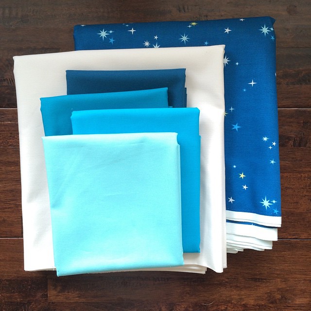 Love how this constellation print from @lizzyhouse goes perfectly with this stack of solids. New year, new project.