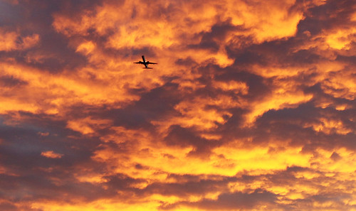 sunset sky colors silhouette clouds plane brest nuages potd:country=fr