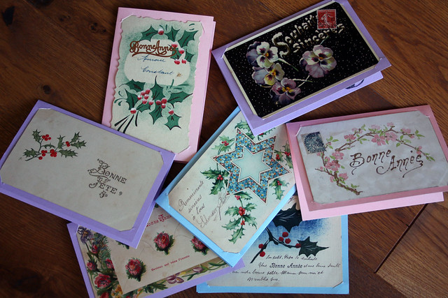 Handmade Christmas Cards using Vintage Postcards
