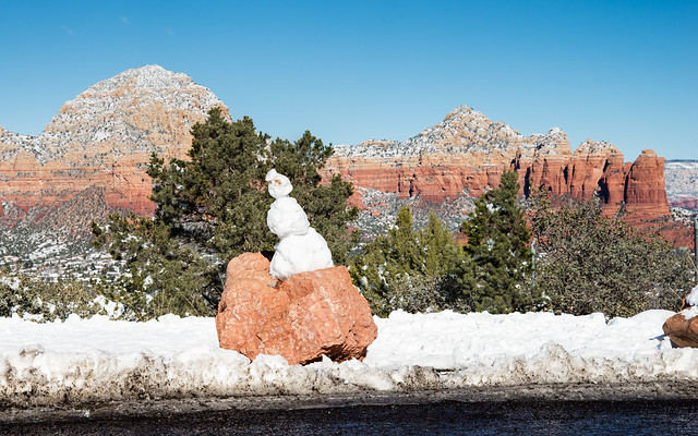 In Sedona someone built a snow man ...