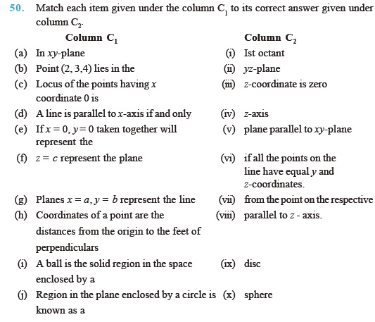 Class 11 Important Questions for Maths Introduction to Three