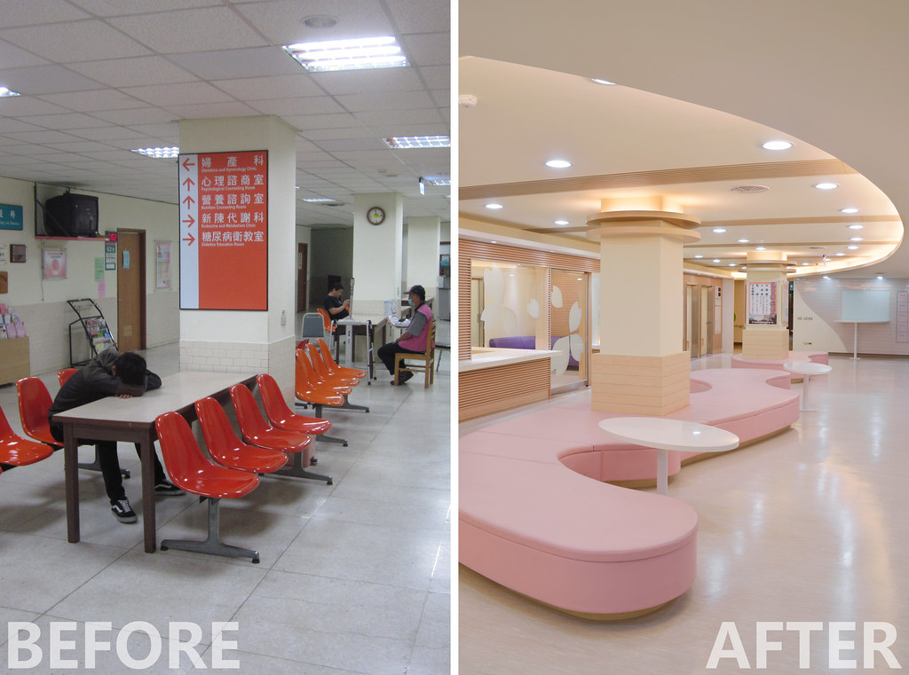 婦女醫美區整修前後 臺北市立聯合醫院陽明院區室內設計