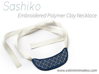 Sashiko Stitched Polymer Clay Necklace Tutorial