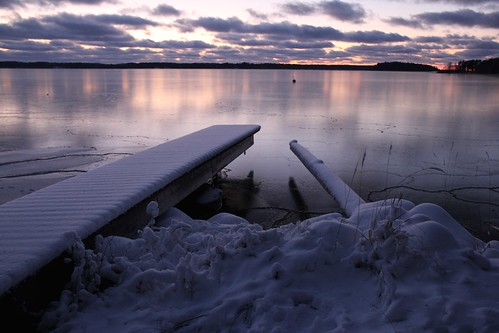 sunset snow water clouds finland ngc