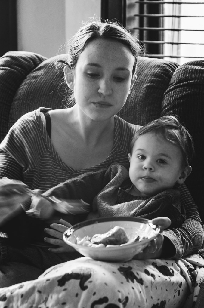 Mommy and Micah and a Cinnamon Roll