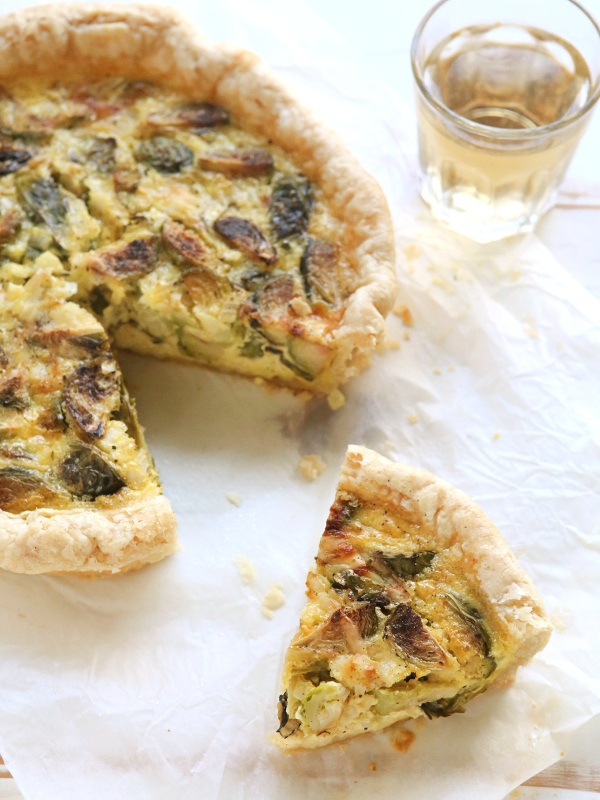 Roasted Brussel Sprout and Gruyere Quiche | completelydelicious.com