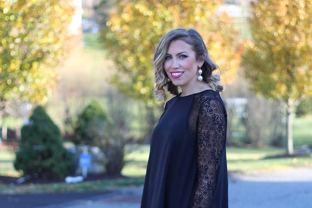 Black Lace Dress & Red Leopard Pumps | Holiday Dressing | #LivingAfterMidnite