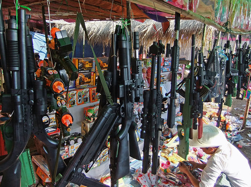 Toy Guns for Sale At the Weekly Market in the Village at the End of Inle Lake (Myanmar)