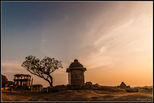sunset sky temple deadtree karnataka hilltop hampi ujjal ujjaldey