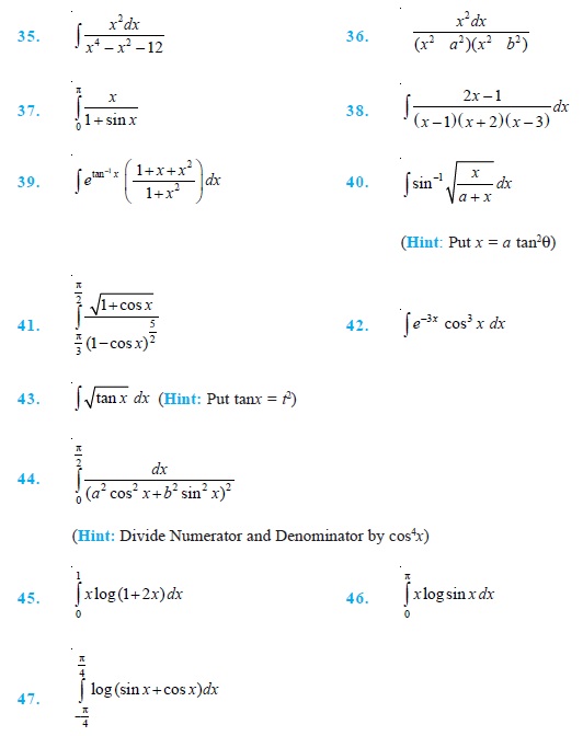 Class 12 Important Questions for Maths - Integrals