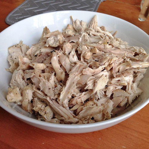Shredded chicken for chicken noodle soup