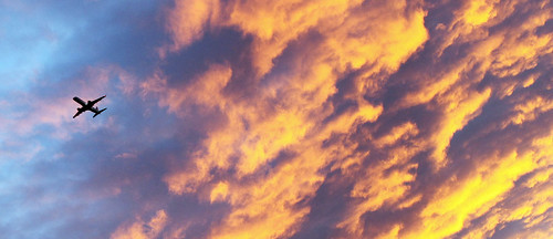 light sunset sky colors clouds plane canon airplane ciel cielo nuages avion