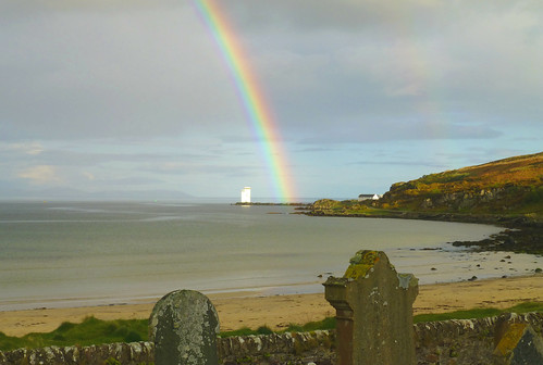 sea lighthouse graveyard coast scotland rainbow portellen isleofislay argyllandbute worldtrekker