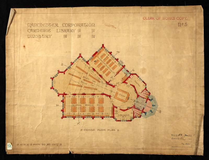 Ground floor plan of Didsbury Library, 1914