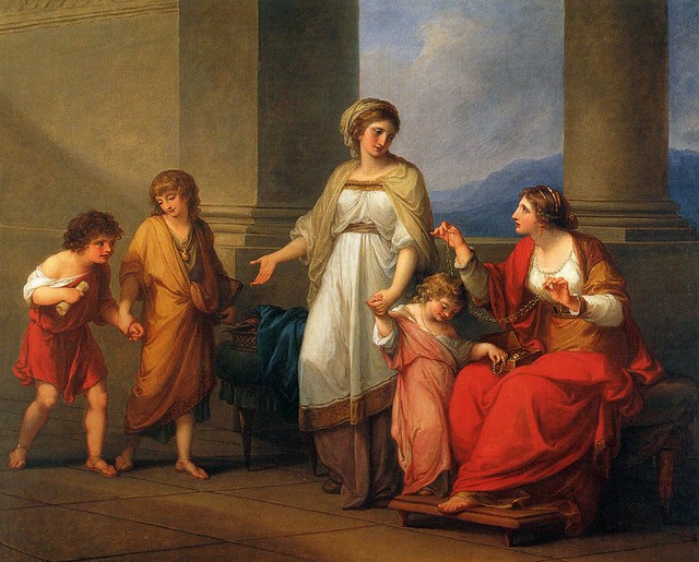 Cornelia, Mother of the Gracchi, Pointing to Her Children as Her Treasures, by Angelica Kauffman, 1785
