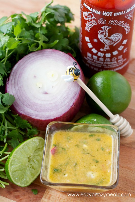 Fiesta lime dressing with fresh vegetables.