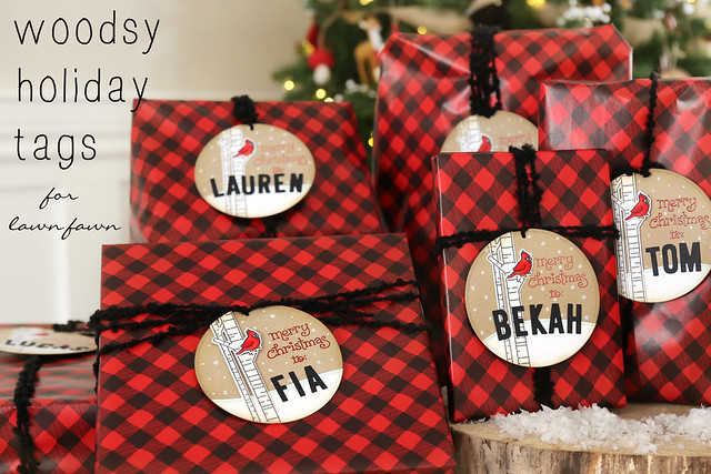 woodsy holiday tags