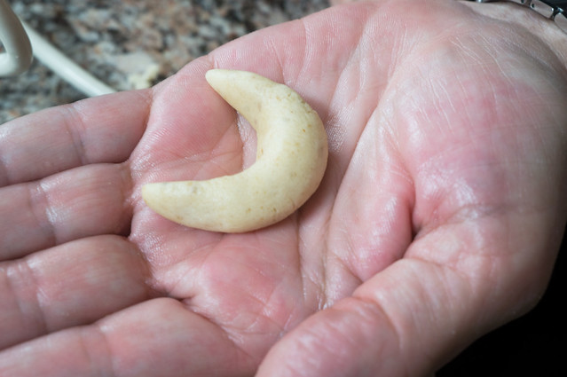 shaped walnut crescent dough