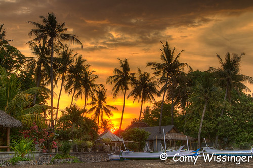 sunset bali beach palms indonesia boots dasa candi