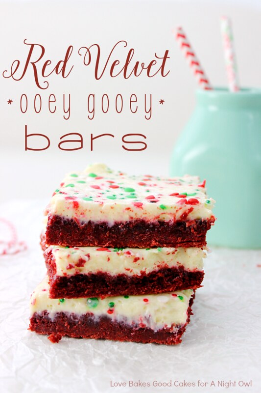 These Red Velvet Ooey Gooey Bars are easy but impressive. They're the perfect holiday treat!