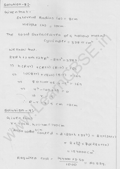 RD Sharma Class 9 solutions Chapter 19 Surface Area and volume of A Right Circular cylinder Ex 19.1 5