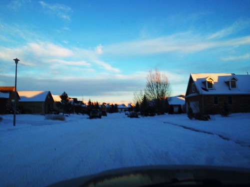 winter sunset snow driving afternoon suburbia wyoming cheyenne dailies 2014 iphone5s