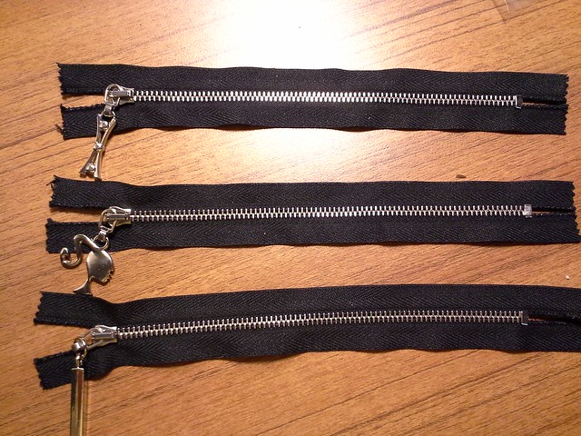 three custom zippers from Botani