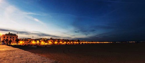 city sunset sky panorama beach valencia night spain europa europe tramonto nightlights blu sony playa espana cielo lungomare spiaggia spagna città paseomaritimo flickrtravelaward sonyalphaa35