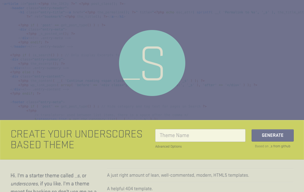 Underscores | A Starter Theme for WordPress