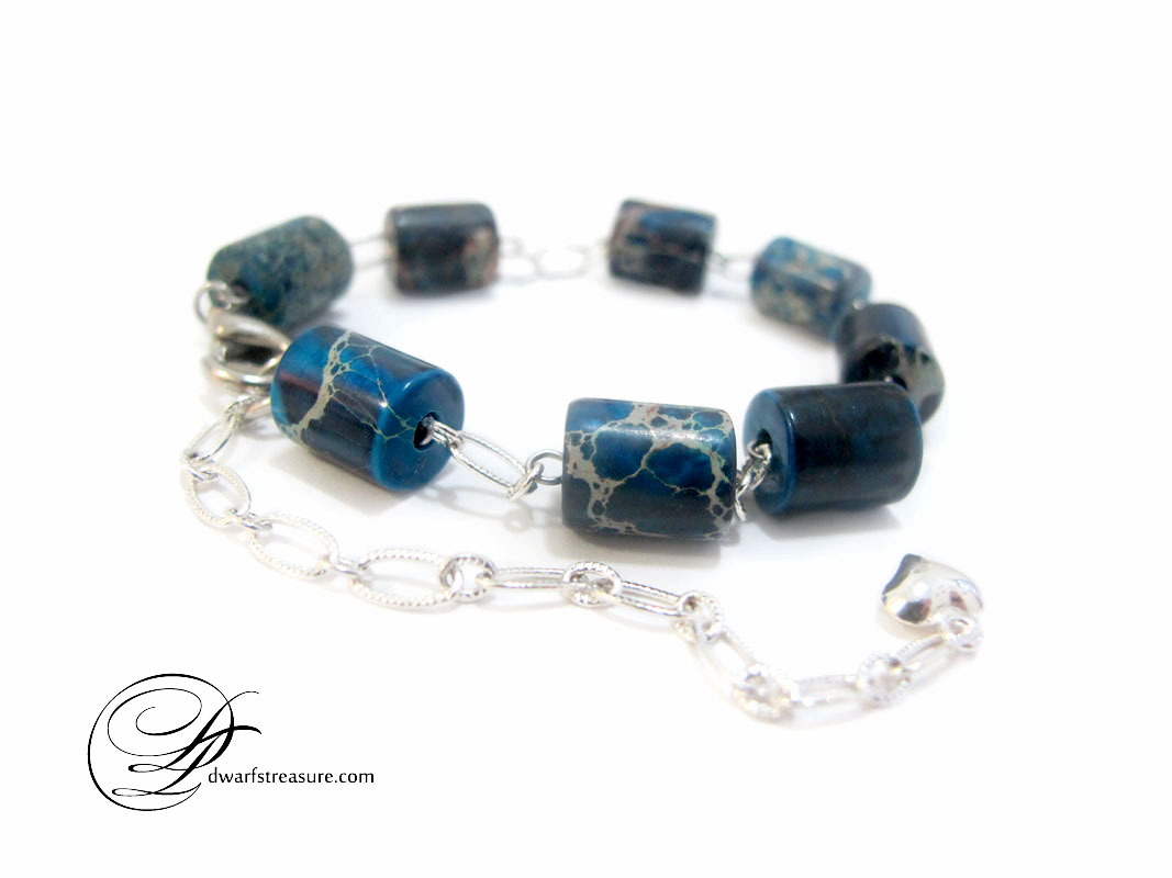 Exclusive midnight blue natural jasper-like material bracelet
