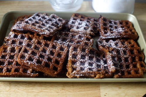 gingerbread waffles, dusted