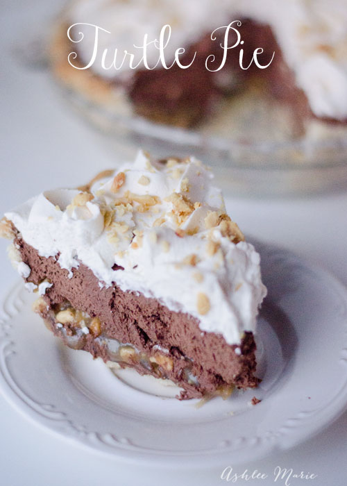 this chocolate turtle pie is rich and creamy and the caramel and nuts add a great overall texture