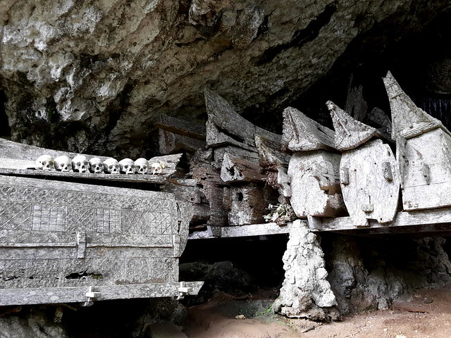 Coffins in burial cave