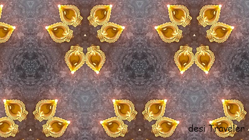 Diwali oil lamps kaleidoscope effect 