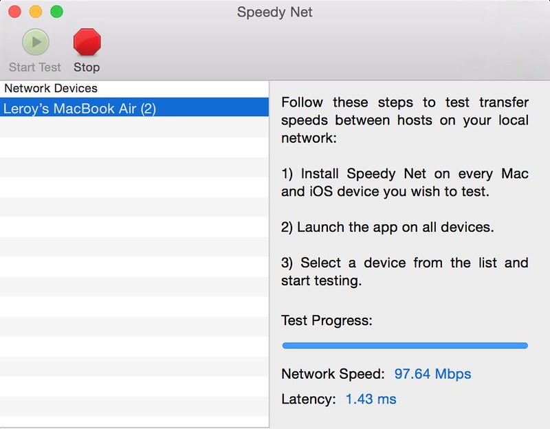 Speedy Net – LAN (MacBook Pro Retina) to Wireless N 5GHz (MacBook Air)