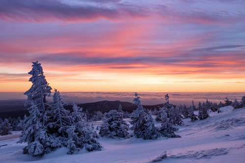 berg brocken clouds gipfel harz morgen morning mountain schnee snow sonnenaufgang sunrise tannen wald winter wolken wernigerode sachsenanhalt germany